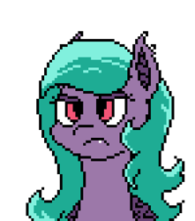 Size: 450x510 | Tagged: safe, artist:nukepony360, oc, oc only, oc:wicked ways, bat pony, pony, artfight, bat wings, bust, digital art, ear fluff, eyeshadow, female, folded wings, makeup, mare, pixel art, portrait, simple background, solo, transparent background, wings