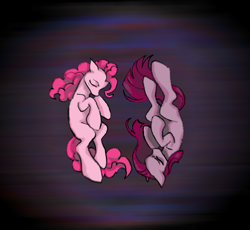 Size: 1408x1294 | Tagged: safe, artist:byefella, pinkie pie, earth pony, pony, g4, abstract background, duality, eyes closed, female, mare, pinkamena diane pie, rotational symmetry, self paradox, self ponidox, yin-yang