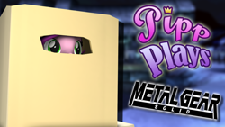 Size: 1920x1080 | Tagged: safe, artist:pika-robo, pipp petals, pony, series:pipp plays, g4, g5, 3d, box, fake thumbnail, female, g5 to g4, gamer pipp, generation leap, hiding, let's play, mare, metal gear solid, pony in a box, solo, source filmmaker, youtube thumbnail