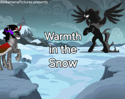 Size: 2270x1800 | Tagged: safe, artist:pinkamenapictures, king sombra, pony of shadows, pony, unicorn, g4, cover art, frozen north, horn, outdoors