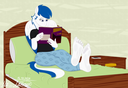 Size: 2900x2000 | Tagged: safe, artist:naret_web, oc, oc only, oc:striker blue, pegasus, anthro, plantigrade anthro, bed, bedroom, book, cellphone, feet, fetish, foot fetish, foot focus, phone, reading, smartphone, solo