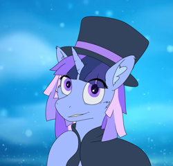 Size: 2037x1959 | Tagged: safe, artist:al solae, oc, oc only, oc:flawless sparklemoon, unicorn, my little pony the movie: the death of twilight sparkle, cloak, clothes, fusion, fusion:trixie, fusion:twilight sparkle, fusion:twixie, hat, horn, solo, top hat