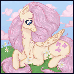 Size: 893x895 | Tagged: safe, artist:thelesters, fluttershy, pegasus, pony, g4, outdoors, solo