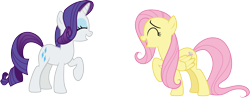 Size: 7688x3000 | Tagged: safe, artist:cloudy glow, fluttershy, rarity, pegasus, pony, unicorn, g4, green isn't your color, season 1, cute, duo, duo female, eyes closed, female, horn, laughing, mare, raribetes, shyabetes, simple background, transparent background, vector