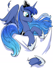 Size: 1239x1654 | Tagged: safe, artist:yukandasama, princess luna, alicorn, pony, g4, female, hoof shoes, mare, pocket, pocket pony, solo, tiny, tiny ponies