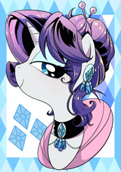 Size: 1204x1712 | Tagged: safe, artist:yukandasama, rarity, pony, g4, bust, female, jewelry, looking at you, mare, solo