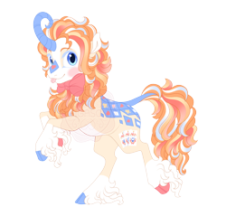 Size: 4600x4400 | Tagged: safe, artist:gigason, oc, oc only, oc:double deal, kirin, :p, absurd resolution, adoptable, blue eyelashes, blue eyes, blushing, body markings, bowtie, clothes, cloven hooves, clown makeup, coat markings, colored, colored belly, colored eyelashes, colored head, colored hooves, colored horn, colored pinnae, colored tail, concave belly, cream coat, curly mane, curly tail, curved horn, fetlock tuft, flat colors, gradient mane, gradient tail, halloween, heart, heart mark, holiday, hooves, horn, kirin oc, leonine tail, long feather, long fetlocks, long tail, looking at you, male, male oc, mismatched hooves, multicolored hooves, multicolored mane, multicolored tail, obtrusive watermark, orange mane, orange tail, pale belly, pale coat, pink bow, rearing, simple background, smiling, smiling at you, socks, socks (coat markings), solo, standing, standing on one leg, striped mane, striped tail, tail, three quarter view, tongue out, transparent background, watermark, white belly