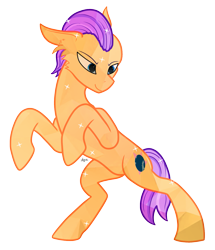 Size: 1245x1451 | Tagged: safe, artist:bjsampson, oc, oc only, oc:brilliant recall, crystal pony, pony, >:), belly, bipedal, cheek fluff, concave belly, crystal pony oc, ear fluff, ears back, male, not tender taps, rearing, simple background, slender, solo, stallion, thin, transparent background