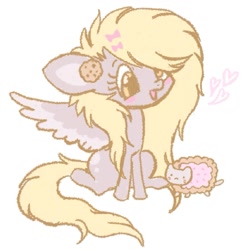 Size: 1117x1125 | Tagged: safe, artist:sweetpinkheart0, derpy hooves, pegasus, pony, g4, cute, derpabetes, nyan cat, scene hair, simple background, sitting, solo, white background