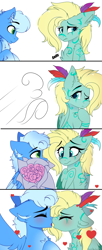 Size: 2333x5725 | Tagged: safe, artist:2pandita, oc, oc only, pegasus, pony, 4 panel comic, comic, commission, kissing, oc x oc, pegasus oc, shipping, ych result