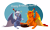 Size: 6563x3900 | Tagged: safe, artist:parrpitched, oc, oc only, oc:fireheart(fire), oc:north star, bat pony, pegasus, pony, bat pony oc, bat wings, birthday, duo, food, fruit, hat, herbivore, mango, party, party hat, pegasus oc, wings