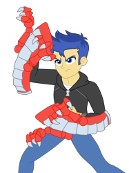 Size: 2070x2761 | Tagged: safe, artist:gmaplay, flash sentry, human, equestria girls, g4, kamen rider, kamen rider ryuki, shield, simple background, solo, transparent background