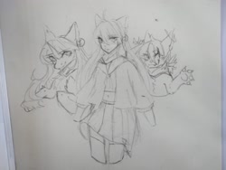 Size: 2666x2000 | Tagged: safe, artist:alunarlen, oc, oc only, humanoid, pony, kemonomimi, furry, irl, pencil drawing, photo, traditional art