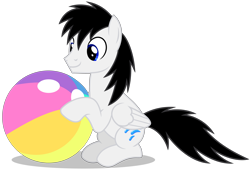 Size: 6685x4541 | Tagged: safe, artist:creedyboy124, oc, oc only, oc:shane park, pegasus, pony, ball, base used, beach ball, folded wings, male, pegasus oc, simple background, sitting, solo, stallion, stallion oc, transparent background, wings