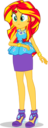 Size: 676x1798 | Tagged: safe, artist:dustinwatsongkx, sunset shimmer, equestria girls, g4, clothes, clothes swap, dress, female, high heels, rarity peplum dress, shoes, simple background, solo, transparent background