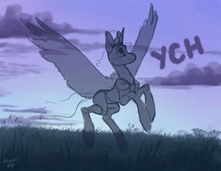 Size: 1014x788 | Tagged: safe, artist:afialtis, oc, oc only, pegasus, pony, commission, flying, outdoors, solo, spread wings, thin, wings, your character here