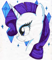 Size: 835x957 | Tagged: safe, artist:fleiiha, rarity, pony, unicorn, g4, horn, solo, traditional art