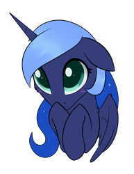 Size: 1087x1410 | Tagged: safe, artist:dusthiel, princess luna, alicorn, pony, g4, blushing, bust, cute, floppy ears, lunabetes, portrait, s1 luna, simple background, solo, transparent background