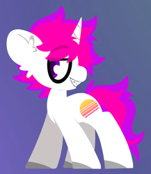 Size: 3900x4500 | Tagged: safe, artist:moonydusk, oc, oc only, oc:neon dawn, pony, unicorn, gradient background, horn, solo, unicorn oc