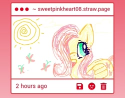 Size: 867x675 | Tagged: safe, anonymous artist, fluttershy, pegasus, pony, g4, cute, female, mare, shyabetes, solo, strawpage, sun