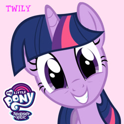 Size: 1440x1440 | Tagged: artist needed, safe, twilight sparkle, pony, unicorn, g4, album cover, angela bofill, bust, fan made, parody, pink background, simple background, solo, tribute, unicorn twilight