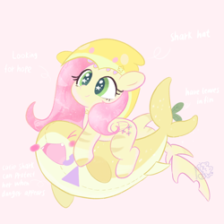 Size: 4100x4102 | Tagged: safe, artist:winstiky, fluttershy, pegasus, pony, shark, g4, cute, female, mare, shyabetes, solo, weapons-grade cute