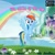 Size: 1080x1080 | Tagged: safe, gameloft, rainbow dash, pegasus, pony, g4, advice, cute, dashabetes, lake, outdoors, rainbow, school of friendship, water, waterfall