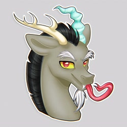 Size: 2560x2560 | Tagged: safe, artist:murny, discord, draconequus, g4, bust, chaos, digital art, horn, male, portrait, solo, tongue out