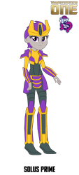 Size: 900x2000 | Tagged: safe, artist:robertsonskywa1, equestria girls, g4, armor, crown, equestria girls-ified, female, jewelry, regalia, simple background, solo, solus prime, text, thirteen primes, transformers, transformers one, transparent background