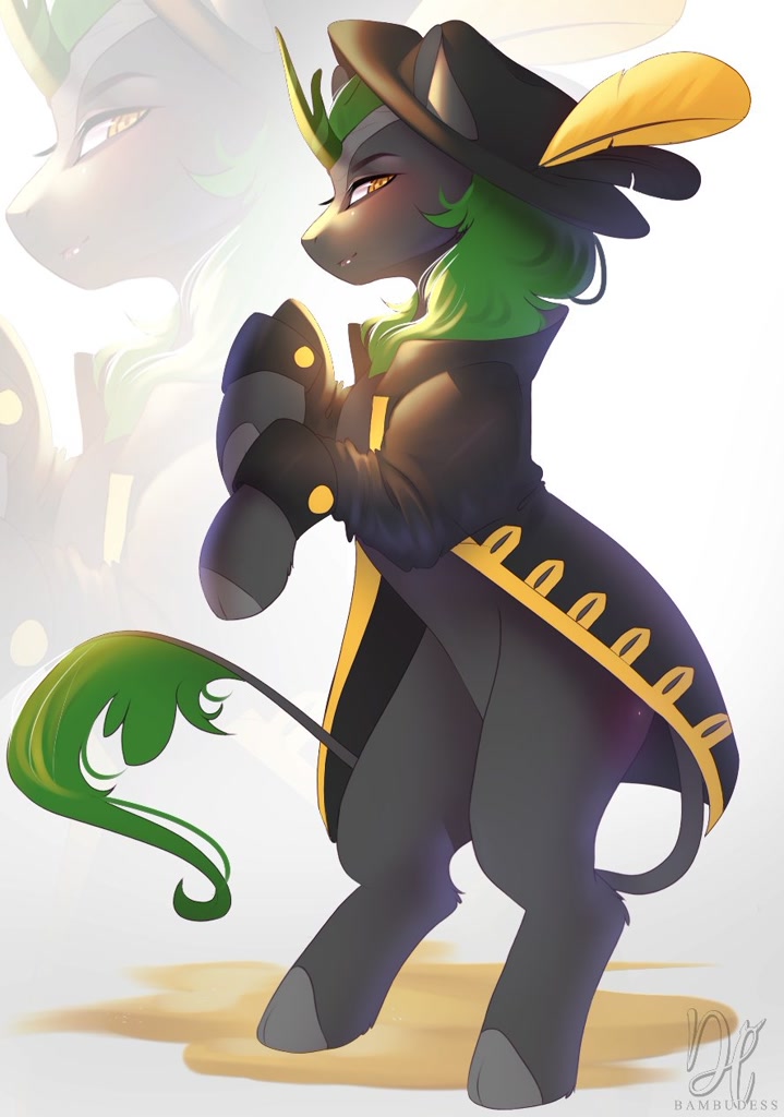 Kirin Rearing #3467007 - safe, artist:bambudess, oc, oc only, kirin, clothes, cloven ...