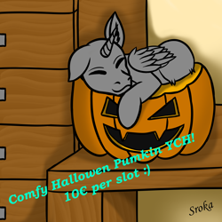 Size: 4000x4000 | Tagged: safe, artist:sroka001, oc, oc only, alicorn, earth pony, pegasus, pony, unicorn, commission, horn, indoors, pumpkin, solo, your character here