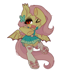 Size: 1344x1490 | Tagged: safe, artist:oofycolorful, fluttershy, bat pony, semi-anthro, g4, arm hooves, bat ponified, clothes, dress, equestria girls outfit, female, flutterbat, fluttershy boho dress, needy girl overdose, needy streamer overload, race swap, simple background, solo, transparent background