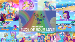 Size: 1974x1110 | Tagged: safe, edit, edited screencap, editor:quoterific, screencap, alphabittle blossomforth, cloudpuff, comet (g5), dahlia, dapple, dreamy (g5), fantastic shimmer, flowa queen, hitch trailblazer, izzy moonbow, leaf pony, little rock, misty brightdawn, onyx, pipp petals, posey bloom, princess majestic, queen haven, rocky riff, rufus, shortcakes the strawberry dessert pony, sparky sparkeroni, sundae (g5), sunny starscout, thunder flap, zipp storm, zoom zephyrwing, dog, dragon, pegasus, pomeranian, pony, g5, my little pony: tell your tale, the water park, spoiler:g5, spoiler:my little pony: tell your tale, spoiler:tyts02e23, background pony, boardtrot, drink, female, floating, floaty, folded wings, guardsmare, izzy rainbow, jumping, male, mane five, mane six (g5), mane stripe sunny, mare, ocean, pegasus royal guard, pool toy, rainbow, rebirth misty, royal guard, royal sisters (g5), royalty, siblings, sisters, smoothie, stallion, text, water, wet, wet mane, wings