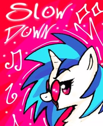 Size: 2508x3072 | Tagged: safe, artist:mirio_p2, dj pon-3, vinyl scratch, g4, digital art, glasses, ibispaint x, open mouth, profile, reference, text