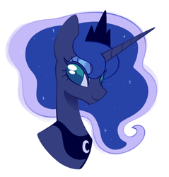 Size: 1394x1458 | Tagged: safe, artist:risswm, princess luna, alicorn, pony, g4, bust, female, mare, no pupils, simple background, slender, solo, thin, white background