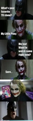 Size: 500x1799 | Tagged: safe, minty, human, pony, g3, my little pony: a very minty christmas, batman, caption, dc comics, dialogue, image macro, joker, mylittlebrony.com, open mouth, photo, text, the dark knight, watermark