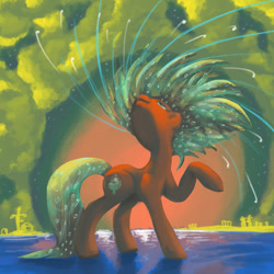 Size: 1200x1200 | Tagged: safe, artist:docwario, oc, oc only, earth pony, pony, female, mare, outdoors, solo, wet, wet mane