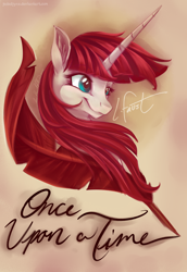 Size: 3192x4647 | Tagged: safe, artist:jadedjynx, oc, oc only, oc:fausticorn, alicorn, pony, female, mare, quill, solo