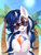 Size: 700x913 | Tagged: safe, artist:share dast, oc, oc only, oc:muffinkarton, pony, unicorn, beach ball, chest fluff, commission, cute, female, horn, looking at you, mare, ocbetes, open mouth, outdoors, palm tree, pigtails, ponytail, signature, smiling, solo, starry eyes, summer, sun, sunglasses, tree, wingding eyes