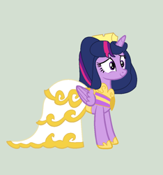 Size: 852x910 | Tagged: safe, artist:brightstar40k, twilight sparkle, alicorn, g4, clothes, dress, princess aurora, solo, twilight sparkle (alicorn), wedding dress