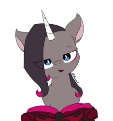 Size: 1198x1280 | Tagged: safe, artist:jhonnyul, fhtng th§ ¿nsp§kbl, oleander (tfh), classical unicorn, unicorn, banned from equestria daily, them's fightin' herds, book, cloven hooves, community related, eyeshadow, female, front view, horn, leonine tail, looking at you, makeup, simple background, solo, unshorn fetlocks, white background