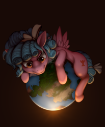 Size: 1650x2000 | Tagged: safe, artist:zetamad, cozy glow, pegasus, pony, g4, atg 2023, female, filly, foal, newbie artist training grounds, pony bigger than a planet, solo, world domination