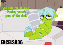 Size: 935x661 | Tagged: safe, artist:excelso36, pony, unicorn, couch, desk lamp, glasses, horn, newspaper, solo