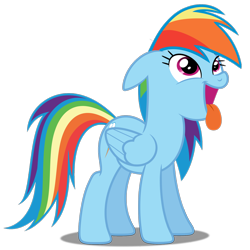 Size: 5000x5000 | Tagged: safe, artist:dashiesparkle, artist:yanoda, edit, vector edit, rainbow dash, pegasus, pony, g4, newbie dash, season 6, .svg available, absurd resolution, behaving like a dog, doggy dash, female, floppy ears, happy, mare, panting, simple background, solo, tongue out, transparent background, vector