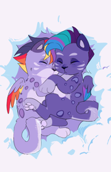 Size: 1182x1826 | Tagged: safe, artist:aztrial, allura, alterro, aq bars, big cat, cat, leopard, snow leopard, g5, adorallura, alterobetes, brother and sister, countershading, cute, daaaaaaaaaaaw, duo, female, kitten allura, kitten alterro, male, siblings, sleeping, unitober 2024, weapons-grade cute, younger