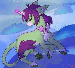 Size: 2127x1935 | Tagged: safe, artist:cinnamonsparx, oc, oc only, pony, unicorn, female, horn, mare, neck bow, solo