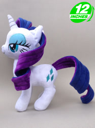 Size: 416x555 | Tagged: safe, artist:onlyfactory, rarity, pony, unicorn, g4, 12 inches, bootleg, female, half-closed eyes, horn, irl, mare, photo, plushie, solo