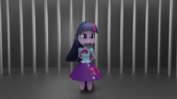 Size: 3840x2160 | Tagged: safe, artist:ennddy, human, equestria girls, g4, 3d, bondage, clothes, crying, female, gag, hands behind back, high res, skirt, solo, tape, tape gag, tied up