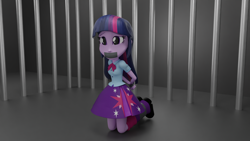 Size: 3840x2160 | Tagged: safe, artist:ennddy, human, equestria girls, g4, 3d, bondage, clothes, crying, female, gag, hands behind back, high res, shoes, skirt, solo, tape, tape gag, tied up, twilight sparkle's skirt