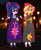 Size: 2684x3300 | Tagged: safe, artist:cartoonmasterv3, sunset shimmer, twilight sparkle, ghost, human, undead, equestria girls, g4, clothes, dress, duo, female, haunted, kimono (clothing), long dress, long skirt, maid, servant, skirt